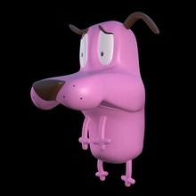 coragem covardemente cão 3d impressão pose 3 pronto modelo tímido Rosa brinquedos altura 12 centímetro jogos 3d print model - Mito3D