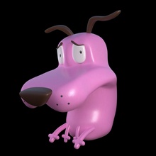 courage cowardly dog 3d printing pose 4 ready model is a timid pink toys height close to 12 centimeter games 3d print model - Mito3D