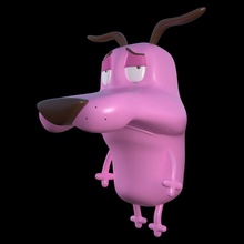 courage cowardly dog 3d printing pose 5 ready model is a timid pink toys height close to 12 centimeter games 3d print model - Mito3D
