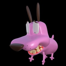 courage cowardly dog 3d printing pose 7 ready model is a timid pink toys height close to 12 games 3d print model - Mito3D