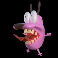 courage cowardly dog 3d printing pose 9 ready model is a timid pink toys height close to 12 games 3d print model - Mito3D