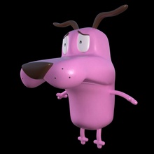 coragem covardemente cão 3d impressão pronto modelo pose 1 is tímido rosa brinquedos altura 12 jogos 3d print model - Mito3D