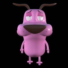 mut feige hund 3d drucken bereit modell schüchtern rosa karikatur netzwerk charakter ausdruck 9 pose grusel unheimlich tier niedlich glücklich spiele spielzeuge 3d print model - Mito3D