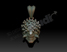 covid 19 korona virüs vs ölümsüz joe maske 3d model kovid koronavirüs mücevher takı golde gümüş kolye yazdır kafatası 3d print model - Mito3D