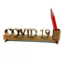 covid pencil holder gold souvenirs sclupture art sculptures 3d print model - Mito3D
