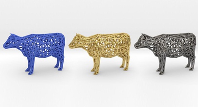 mucca 3d stampabile bestiame domestico animale geometrico modelli stampa stampato geometria designtech design unico ox vitello bovino giochi giocattoli 3d print model - Mito3D