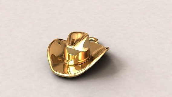 cowboy hat pendant jewelry gold silver pendants jewel 3d print model - Mito3D