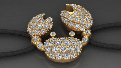 caranguejo ouro pulseira de diamante impressão jóias lagostas printable a mulher moda pessoas humanos casamento couro gem luxo colar animais mão oceano pulseiras 3d print model - Mito3D
