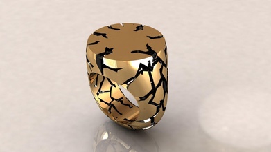 rachadura Rocha anel ouro joalheria prata imprimível jóia jóias esterlina moda brilhante homem chavelier argolas 3d print model - Mito3D