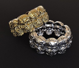 cracked skull ring Schmuck rissig Schädel golden Silber Knochen bedruckbar ist böse Ringe 3d print model - Mito3D