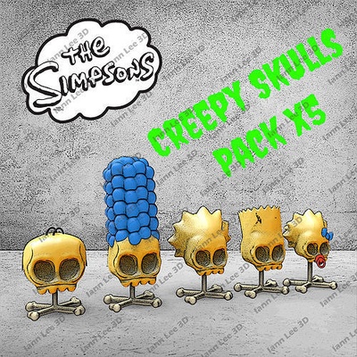 craneos simpsons skull creepy pack x5 craneo bone hueso amarillos dibujos adorno decoracion art 3d print model - Mito3D