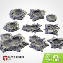 craters warhammer 40k crater war wwii explotion fallout walking dead txarli factory battle builder tech marine space games toys board 3d print model - Mito3D