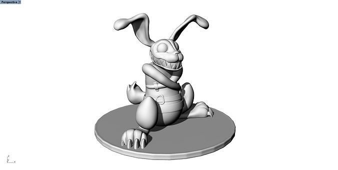 fou lapin anime modèle art animal sculptures Collier décoratif nature imprimable statue bijoutier bague figure personnage homme isolé Jeux jouets 3D print model - Mito3D