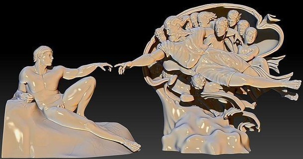 creazione Adamo scultura storia Dio sistina chappel arte sculture michelangelo 3d print model - Mito3D