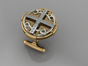Créatif boutons manchette diamants art bijoux imprimable platine or argent gemme brillant rétro d'or polonais mode élégant fermer clé traverser 3d print model - Mito3D