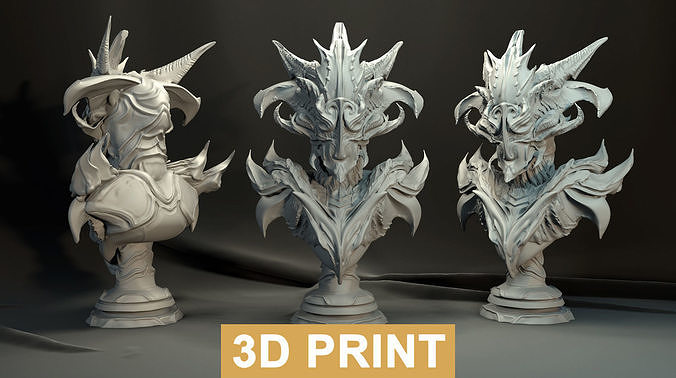 Kreatur Büste 3d drucken ztl obj stl Bildhauerei Kopf Charakter zbrush Außerirdischer Fantasie Monster Grusel sci fi scifi Dämon Teufel Kunst Skulpturen 3D print model - Mito3D