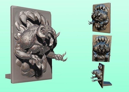 criatura tarjeta tarjetas demoníacas 3dprinting llavero monstruo licuadora zbrush diseño cartas batalla 3dsculpting colección Arte esculturas 3d print model - Mito3D