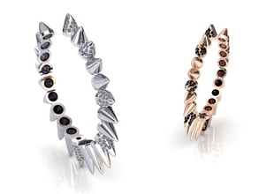 créole boucles d'oreilles roche clous bijoux imprimable argent sterling vêtements brillant or mode punk diamants 3d print model - Mito3D