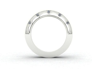 crescente de banda do canal pedras jóias casamento a moda elegante noiva diamantes vintage anéis 3d print model - Mito3D