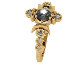 crescent schwarz-weiß-Diamant-ring Schmuck ring diamond schwarz gold Silber hoch Stein weiß Ringe 3d print model - Mito3D