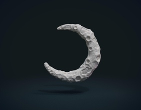crescent ii moon universe astronomy planet meteor sky space crater meteorite asteroid cosmo galactic art signs logos 3d print model - Mito3D