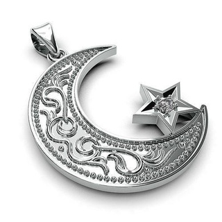 cresent jewerly pendnt crescent turkey star turkish ankara muslim mascot amulet moon demilune gem printable diamond fashion jewelry pendants turkic 3d print model - Mito3D