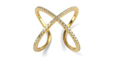 sillonner traverser bague conception bijoux diamants impression 3d modèle imprimable copie or gemmes anneaux 3d print model - Mito3D