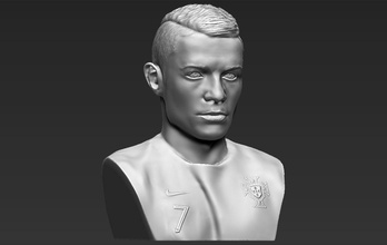 cristiano ronaldo bust 3d printing ready stl obj formats cr7 juventus real madrid messi football soccer sports neymar celebrity famous portugal champions league statue player human art sculptures 3d print model - Mito3D