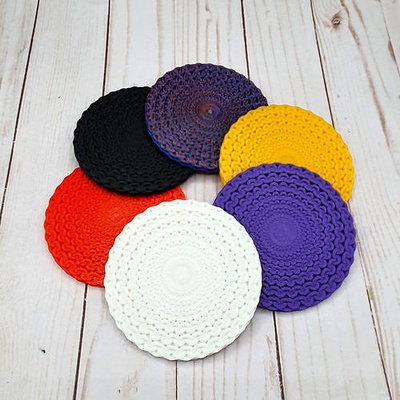 crochet knitted coasters retro modern coaster home decor sewing illusion tableware drink holder cups kitchen gadget house dining 3d print model - Mito3D