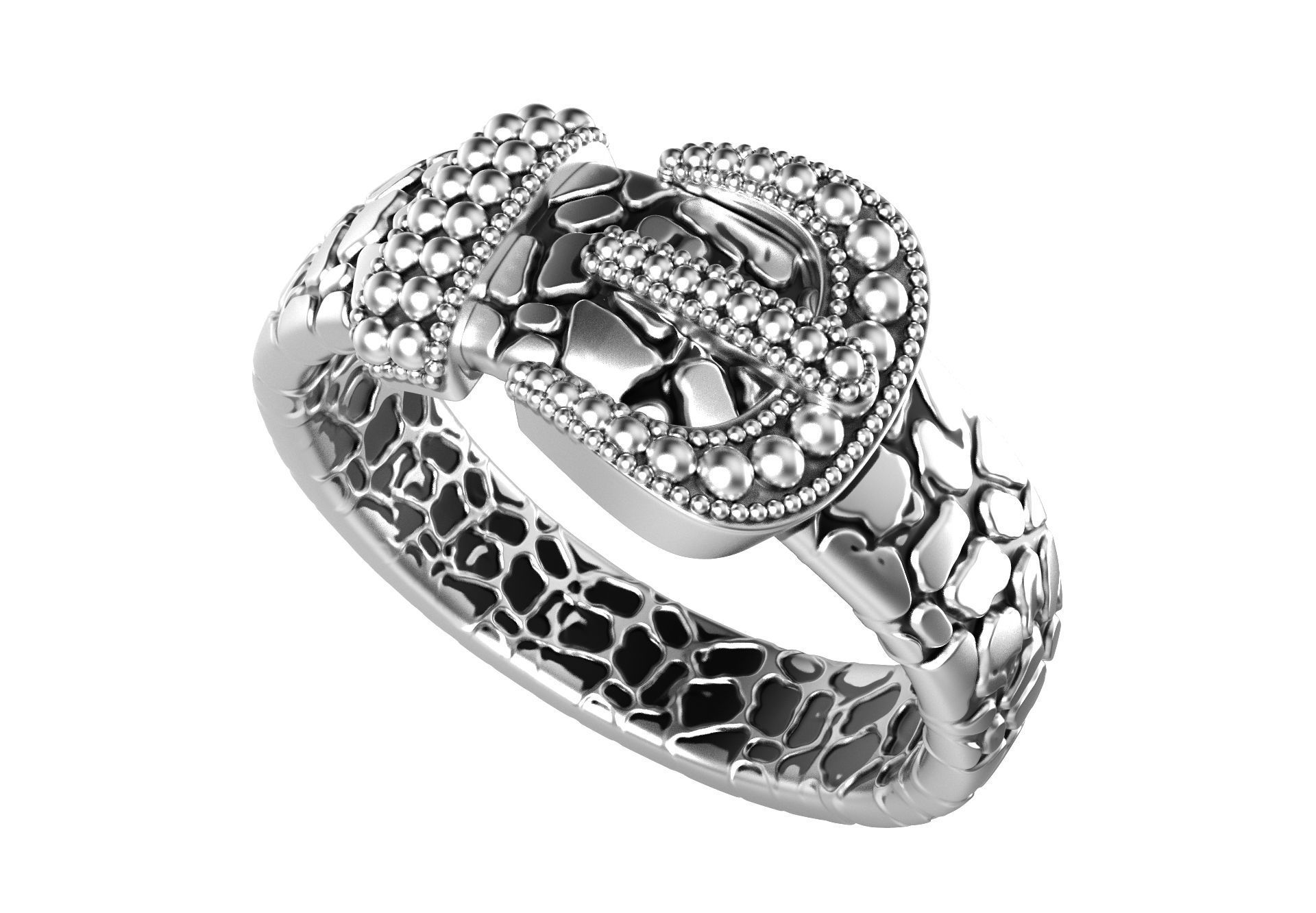 crocodile belt ring men 3d cad design-o1t31 jewelry bikers silver gothic models pt3d printable fashion oxidized jewellery rings 3D print model - Mito3D