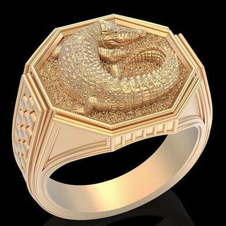 cocodrilo hombre anillo plata oro imprimible joyería joya símbolo 3d modelo diseño Moda estatua fantasia escultura anillos rolex lujo 3d print model - Mito3D