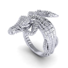 crocodile ring silver art jewelry model fashion animal gold rings 3d print model - Mito3D