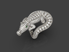crocodile ring alligator animal nature safari silver elephant precious faceting marriage diamond wedding solitaire diamonds gems croc jewelry rings 3d print model - Mito3D