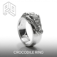 crocodile bague déclaration 3d imprimable bijoux argent croco mode castable jeter bijou sterling platine anneaux 3d print model - Mito3D