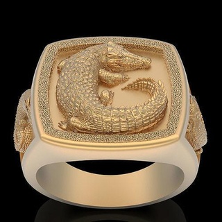 crocodile bague animal argent or imprimable bijoux ours anneaux sterling diamant mode beauté animaux gemme nature 3d print model - Mito3D