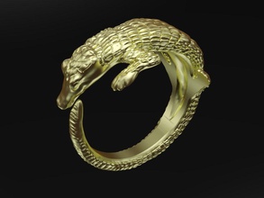 crocodile ring jewelry lizard croc printable gold texture rings 3d print model - Mito3D