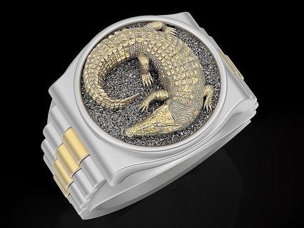 coccodrillo orologio uomo squillare scultura gioielleria argento oro Stampa cuscino aquila simbolo moda fantasystatue rolex modello anelli 3d print model - Mito3D