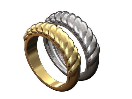croissant pattern dome ring braid wedding engagement lowprofile fashion jewelry printable gold silver jewellery sterling luxury modern simple braided rope elegant rings 3d print model - Mito3D