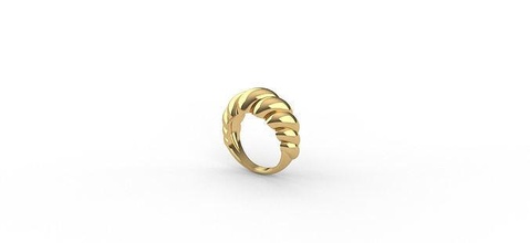brioche squillare anello mezzaluna ribollimento bolla grosso sgranocchiare moda gioielli tendenza d'oro popolare gioielleria anelli 3d print model - Mito3D