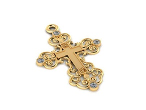 cross gold pendant diamonds jewel jewellery jewelry pendants 3d print model - Mito3D
