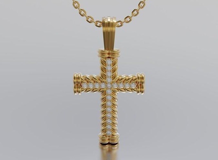 cruz ouro logotipo diamante in coroa espinhos religioso católico igreja pingente medalhão bas alívio retrato santo deus jóias joalheria arte esculturas pingentes 3d print model - Mito3D