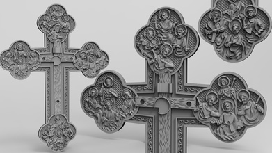 cross christian decoration ornate art religion antique design symbol religiou object sculptures 3d print model - Mito3D