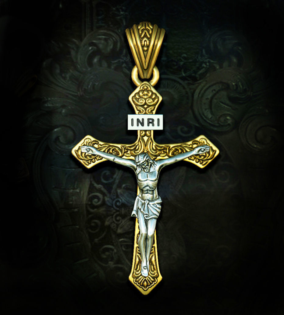 traverser jésus pendentif symbole orthodoxe cathédrale religion crâne motard spirituel christian christ saint catholique crucifix dieu église or argent bijoux pendentifs 3D print model - Mito3D