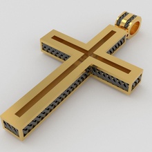 kreuz gold anhänger diamanten religion einfachheit spiritualität symbol schmuck ringe 3d print model - Mito3D