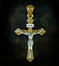 cross jesus on pendant symbol orthodox cathedral religion skull biker spriritual christian christ holy catholic crucifix god church gold silver jewelry pendants 3d print model - Mito3D