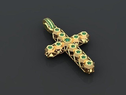 attraversare gioielleria ciondoli pendente Gesù gioiello diamante religioso sollievo collana gemma cattolico cristiano oro argento brillante 3d print model - Mito3D