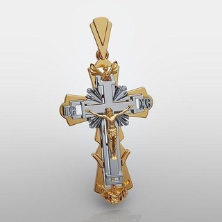 traverser or bijoux précieux croix orthodoxe religion Jésus Christian église Noël argent bijou Bible sacré religiou objet sterling pendentifs pendentif 3d print model - Mito3D