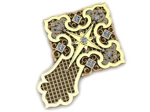 cross 0004 religion gold jewel jewellery jewelry gem pendants 3d print model - Mito3D