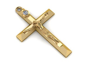 cross 0007 jewelry gold jewel jewellery stone pendants 3d print model - Mito3D
