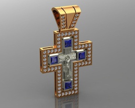 cross 02 pendant jewelry religion jesus diamant diamond gold jewellery luxury pendants silver 2metals princess gem printable brilliant sterling 3d print model - Mito3D